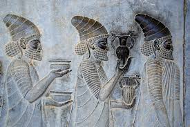 lydians bringing gift to persepolis apadana in persepolis